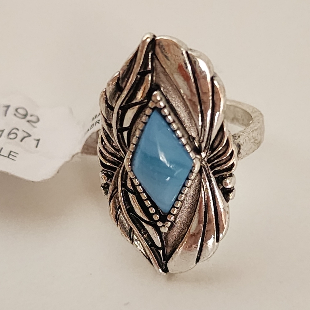 NWT Free People Silver Blue Boho Ring SIZE 7 - Picture 3 of 8